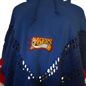76ers Blue Red White Hooded Poncho
